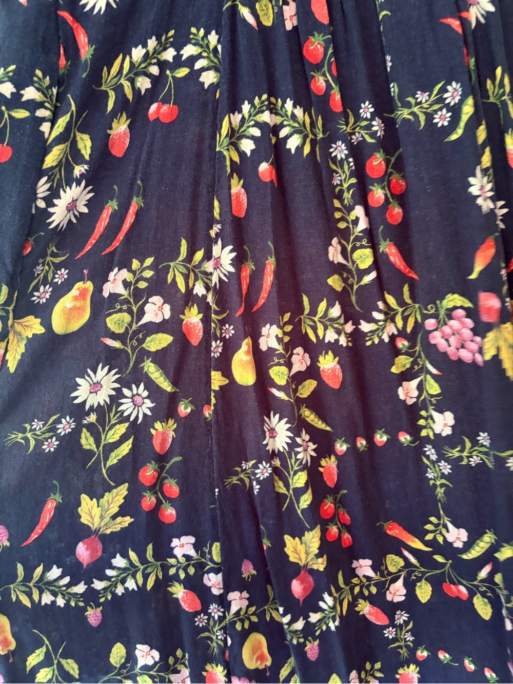 Navy Floral Fit and Flare Linen Midi Dress with Pockets - Picture 9 of 11